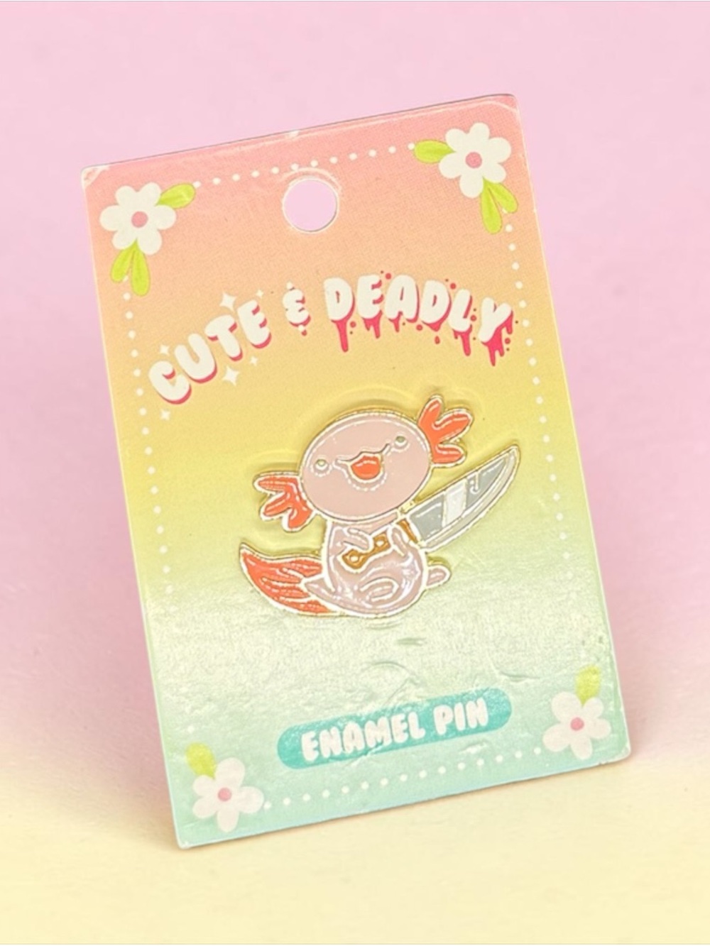 🏷️‼️5/$25🏷️‼️🩷Cute & Deadly Axolotl Enamel Pin/NWT🩷